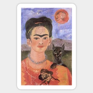 Self Portrait with a Portrait of Diego on the Breast and Maria Between the Eyebrows  by Frida Kahlo Sticker